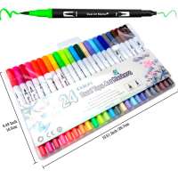 Dual Tip Watercolor Pens,0.4 Fine Tip Markers & Brush Highlighter Pen Set