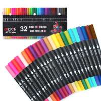 32 Colors Drawing Dual Brush Pen colorful Double Tip Marker Pen with Brush Tip and Fine Tip