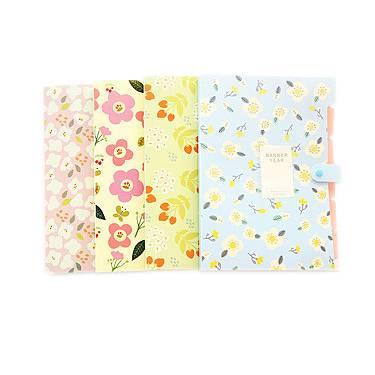 Floral Multifunctional Plastic Insert Clasification Pvc Expanding File Folder Organizer